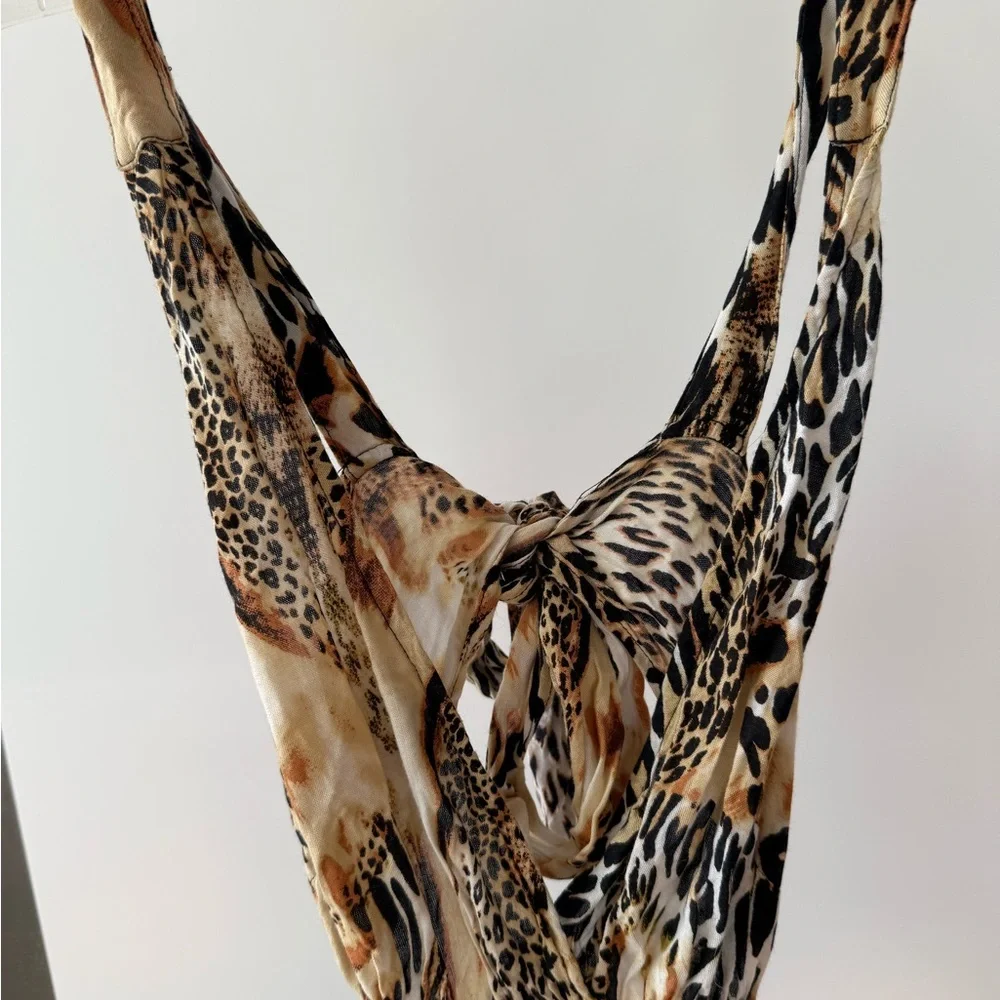 ASOS Swim Cover up linen Animal Print Dress Size 2 - Picture 2 of 4